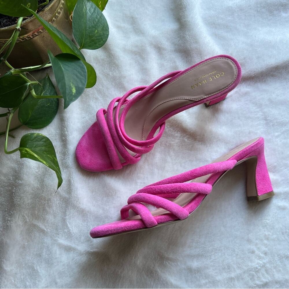 Cole Haan Adella Pink Suede Heeled Sandals